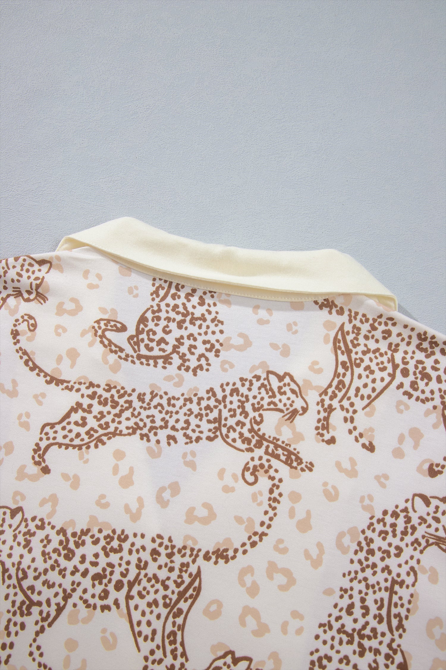 Yellow Leopard Print Colorblock Pocket Placket Long Sleeve Lounge Set
