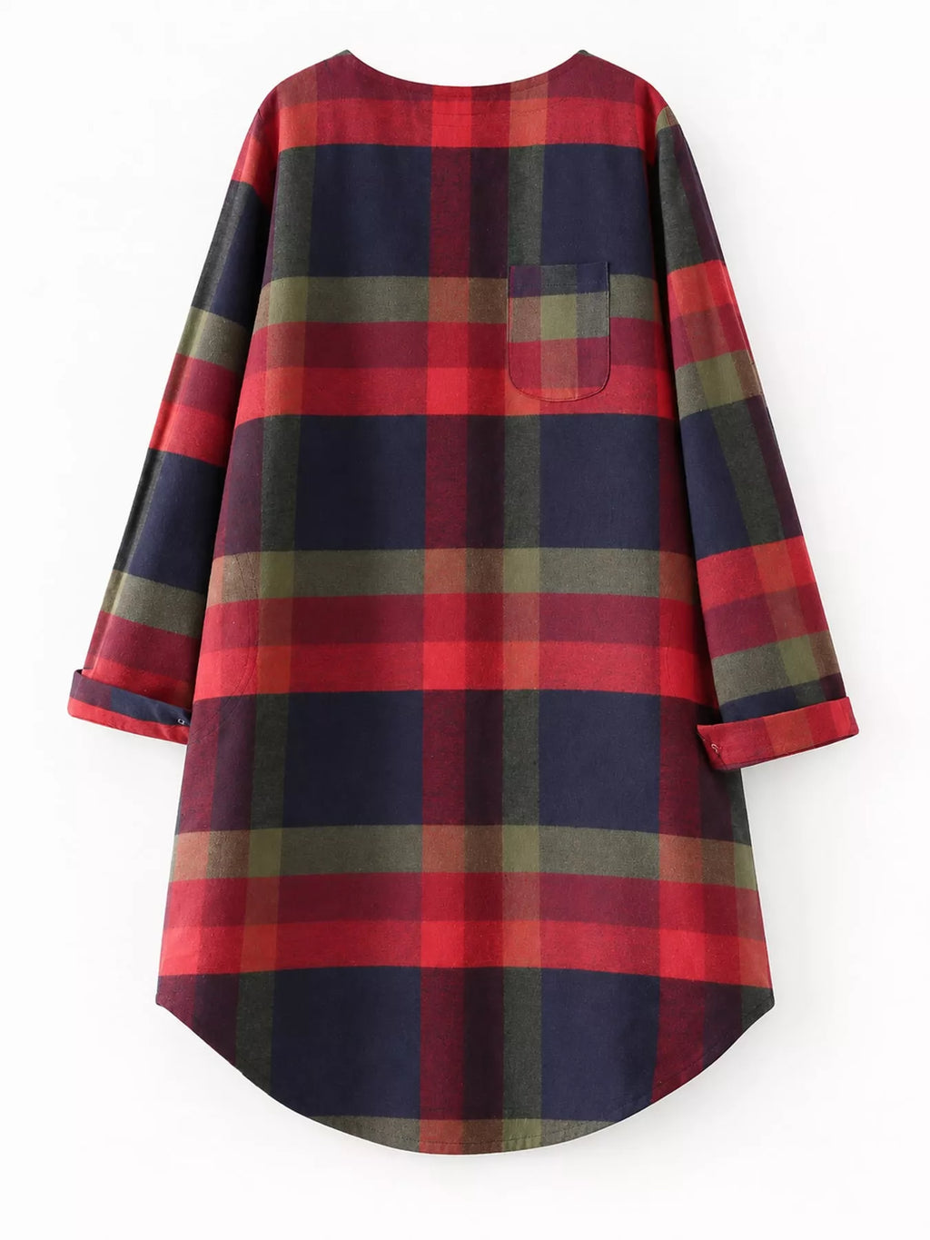 Vintage Plaid Loose Casual Long Sleeve Dress