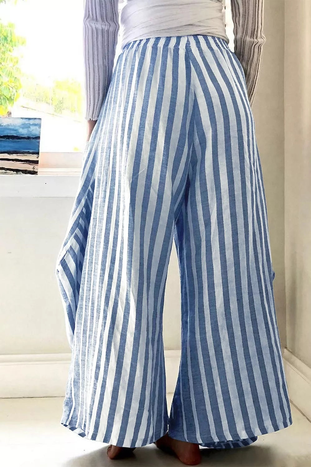Striped Wide-Leg Pants