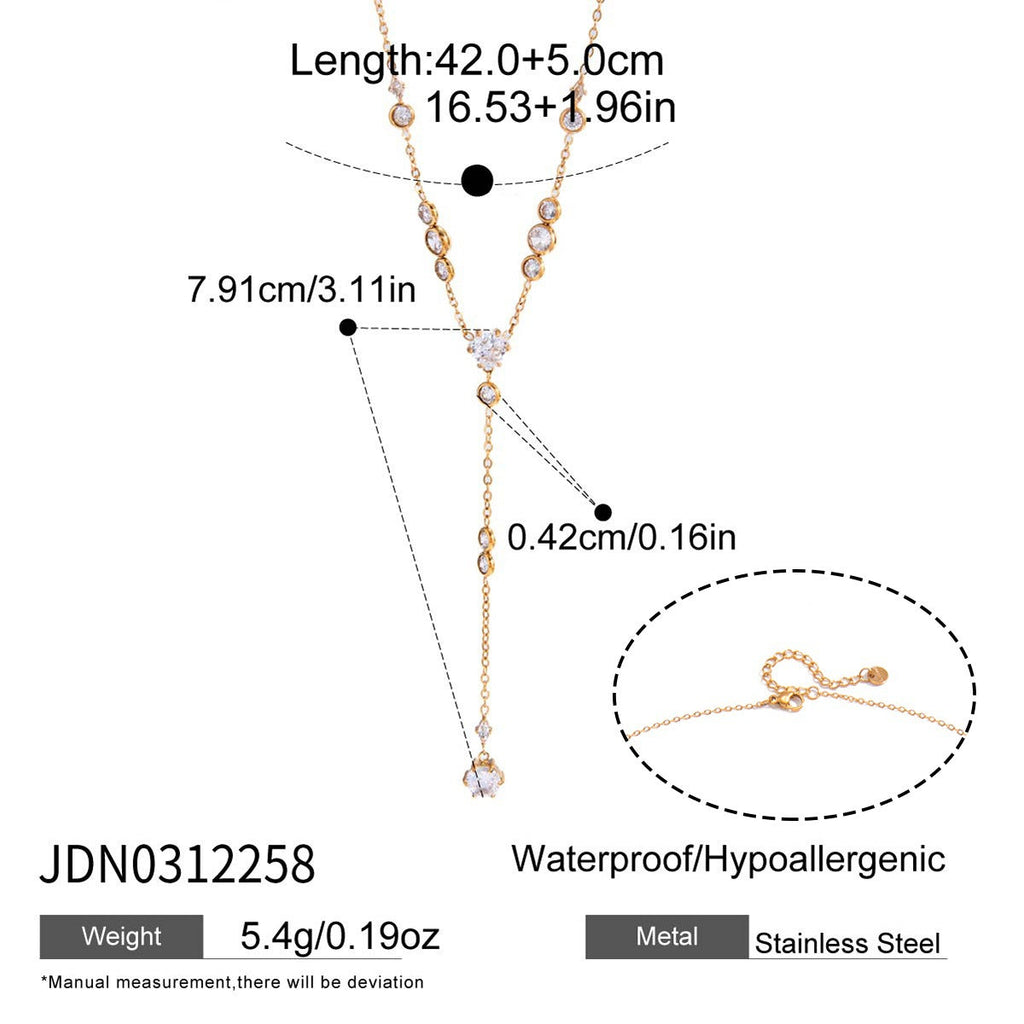 Geometric Zircon Y Necklace Collection