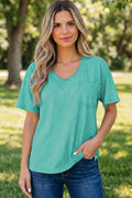 Mint Green Cotton Mineral Wash T Shirt