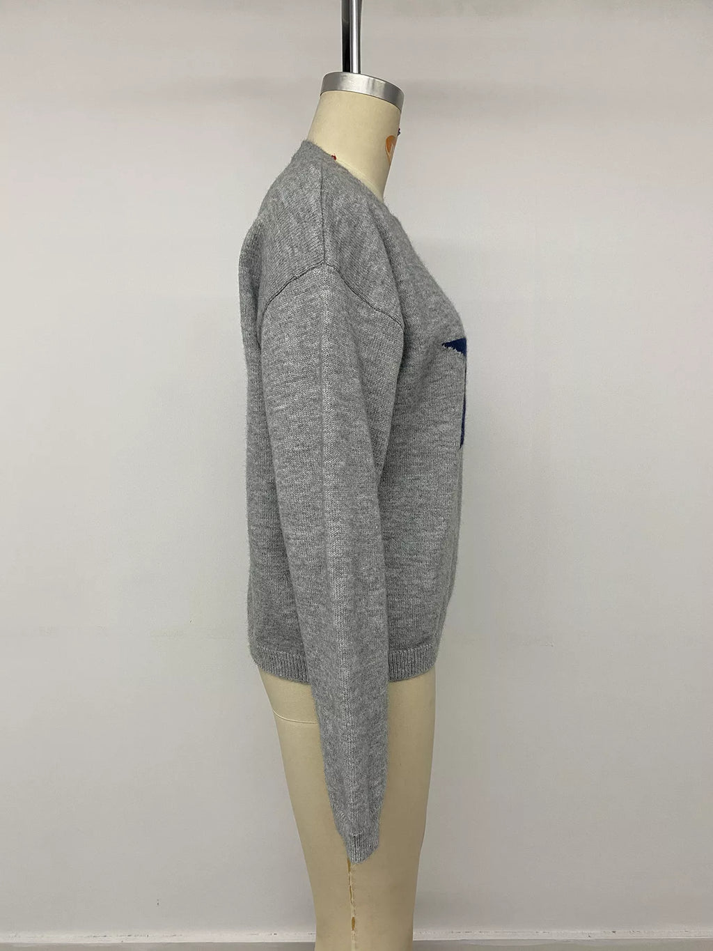 Star-Patterned Dropped Shoulder Sweater
