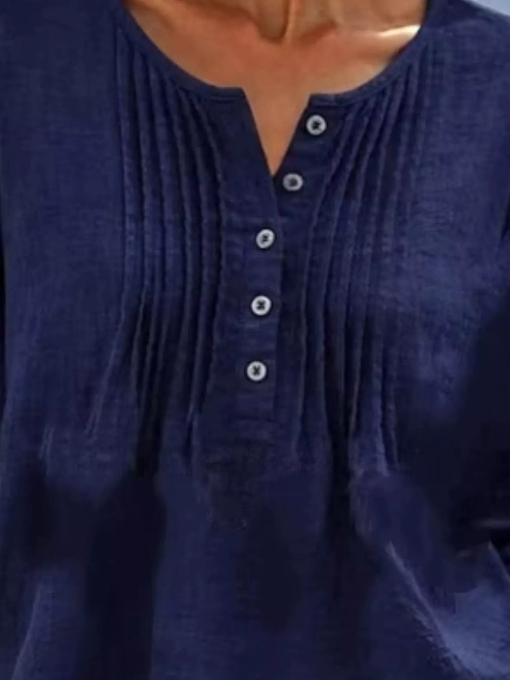 Casual Button Detail Long Sleeve Linen Shirt
