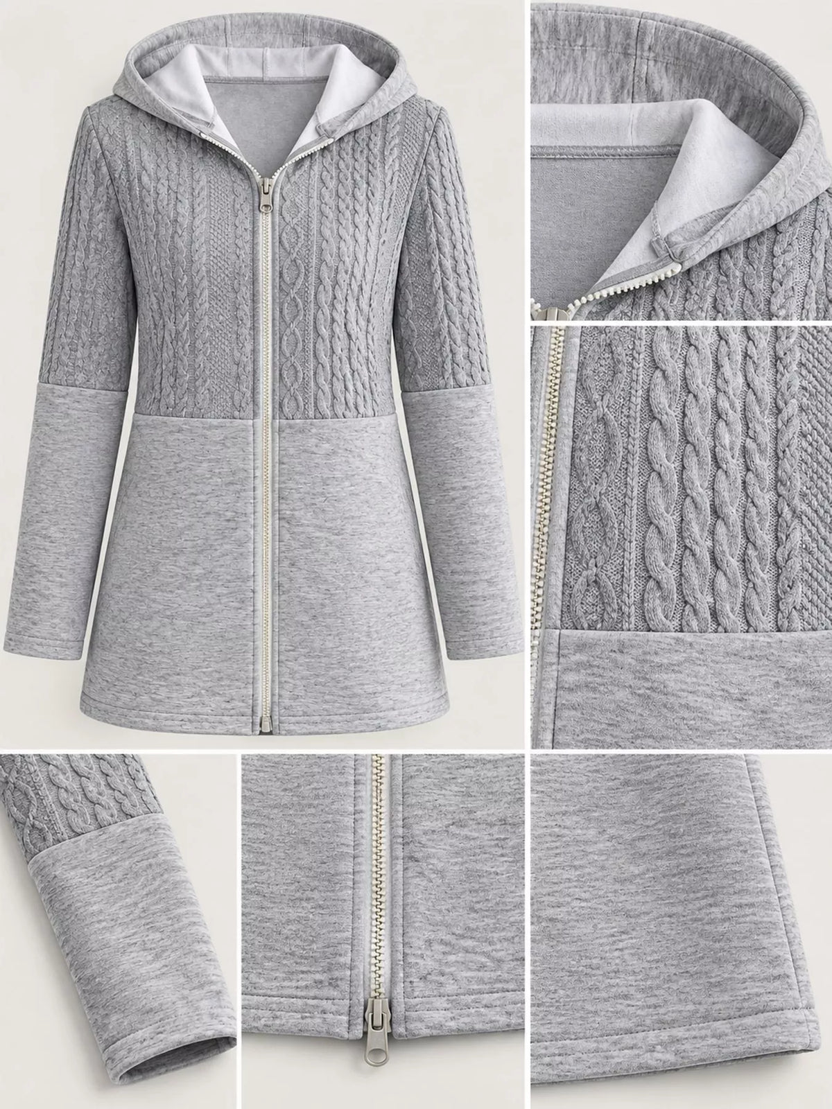Full Size Hooded Zip-Up Jacket Plus Size