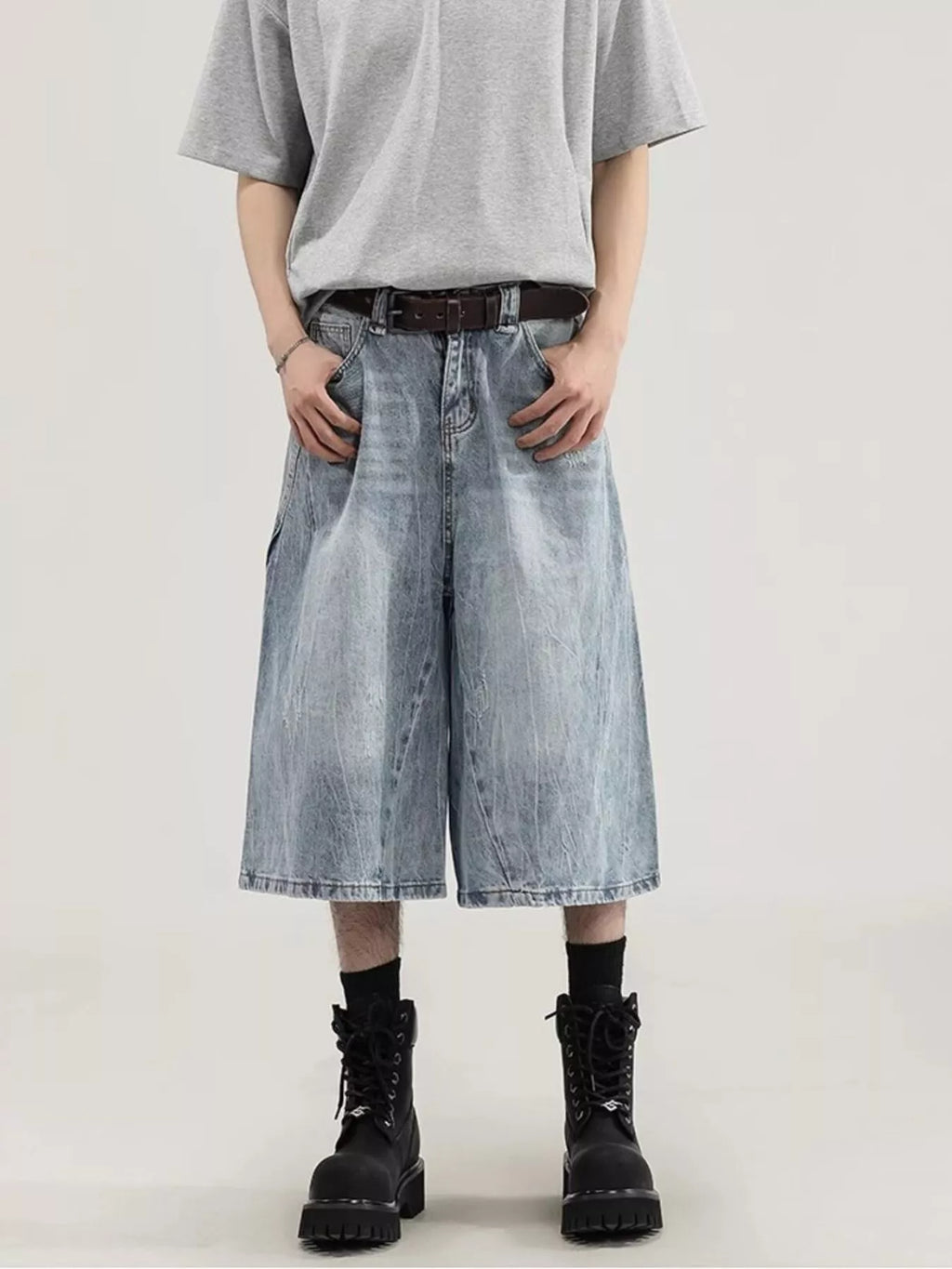 Men's Plus Size Wide Leg Capri Jeans