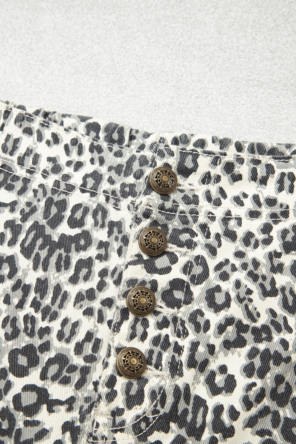 Brown Leopard Print Rainbow Striped Detail Buttoned Loose Jogger Jeans