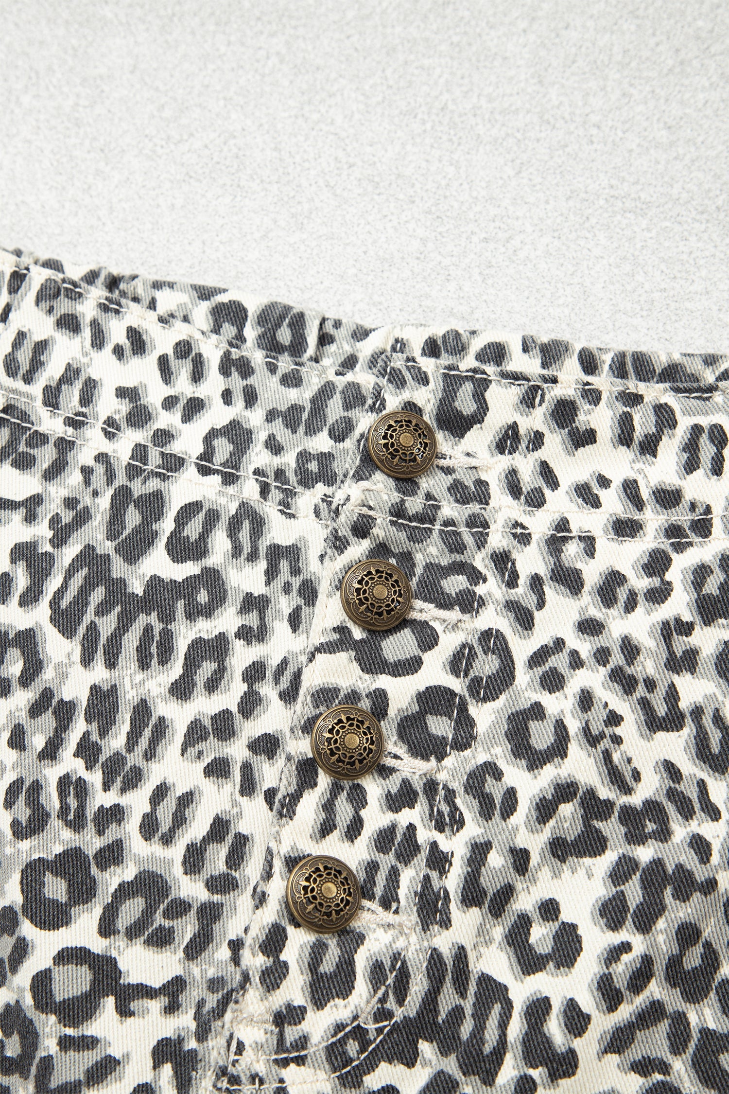 Brown Leopard Print Rainbow Striped Detail Buttoned Loose Jogger Jeans