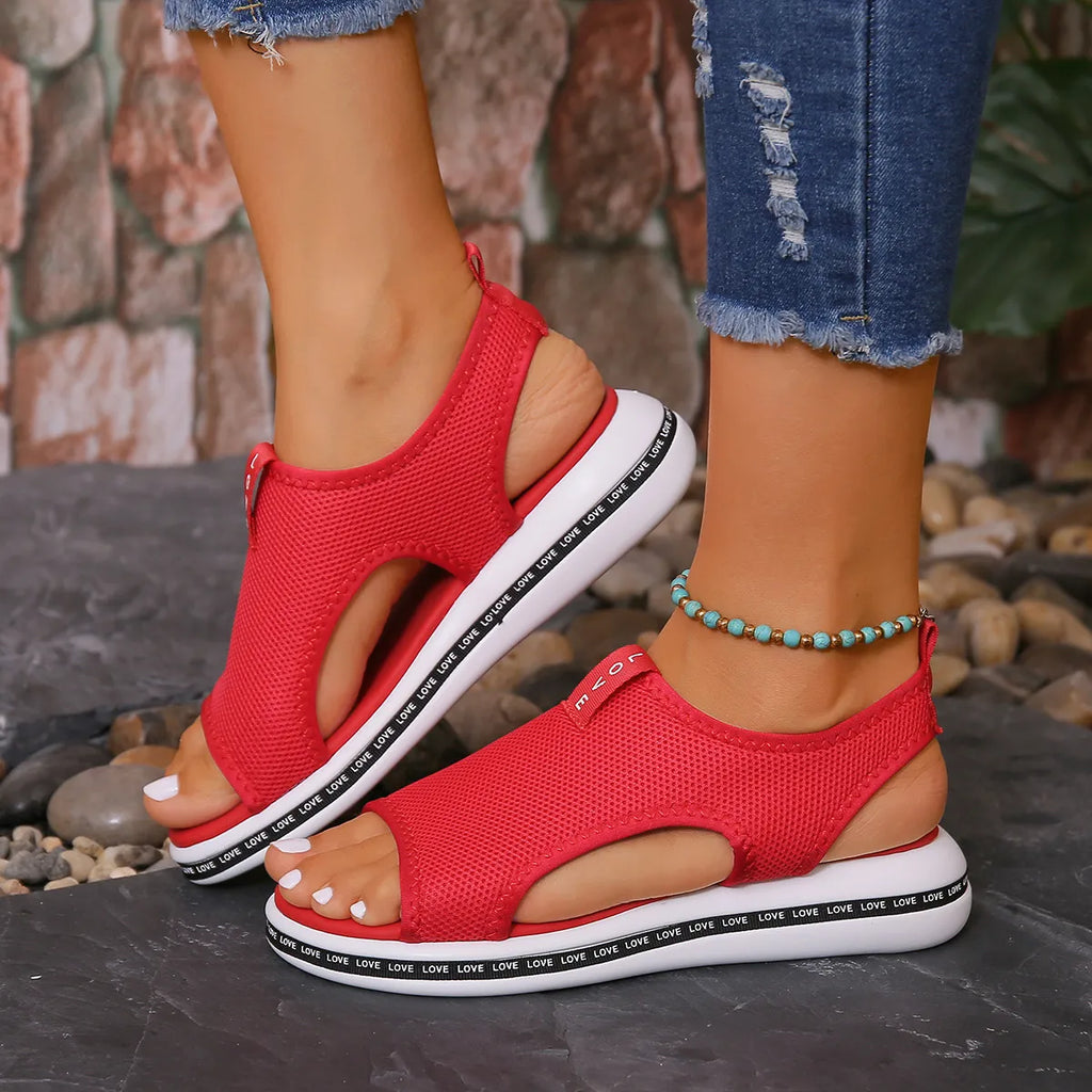 Mesh Open Toe Platform Sandals