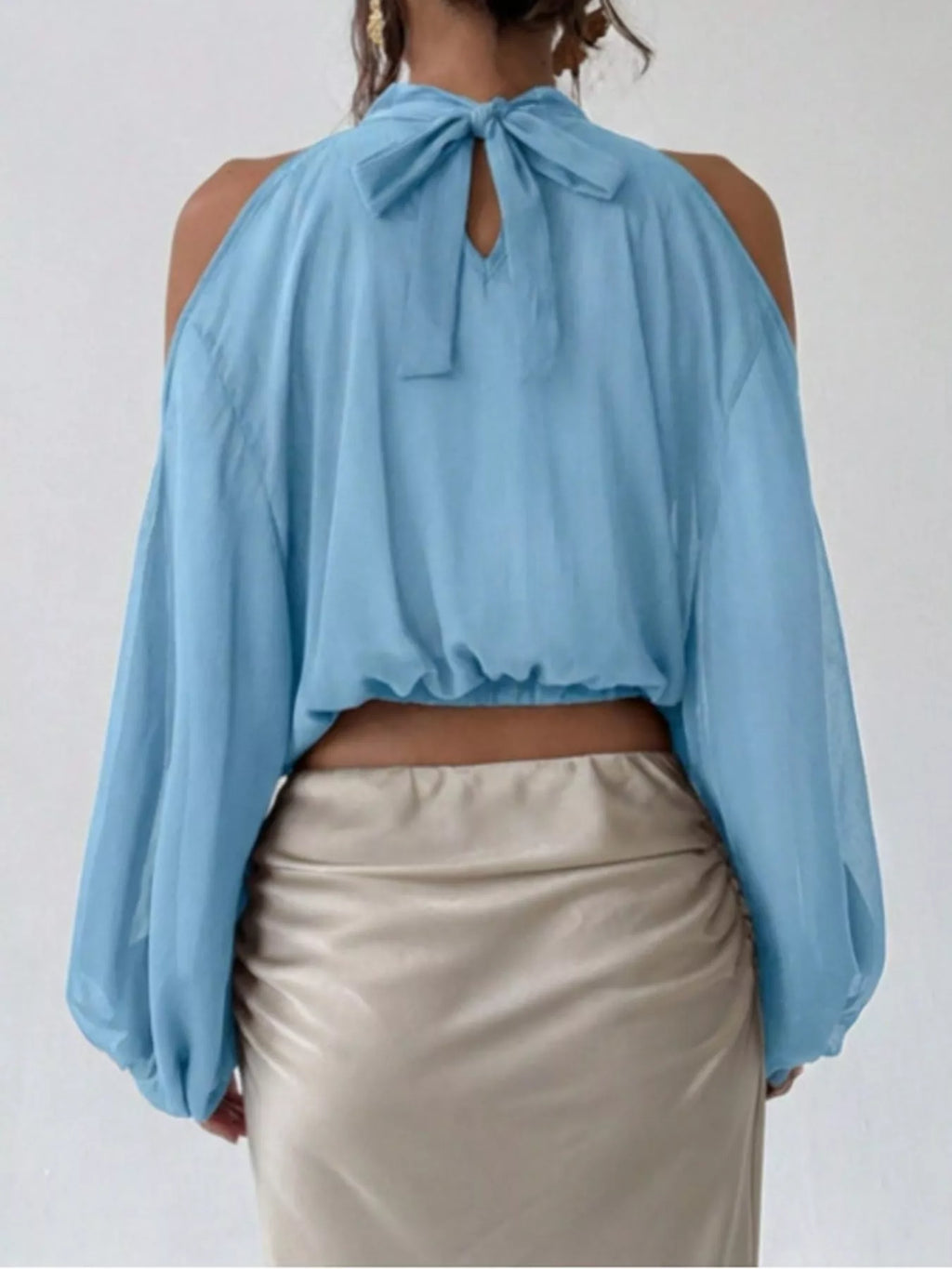 Cold-Shoulder Long Sleeve Blouse