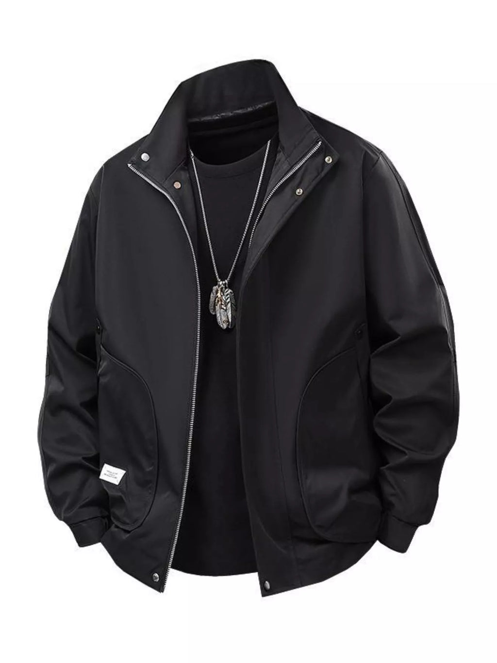 Men's Plus Size Casual Stand Collar Lightweight Bomber Jacket