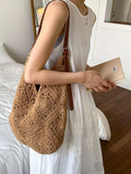 Crochet Shoulder Bag with Leather Straps
