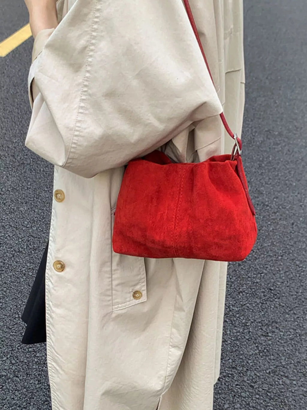 Suede Adjustable Strap Crossbody Bag