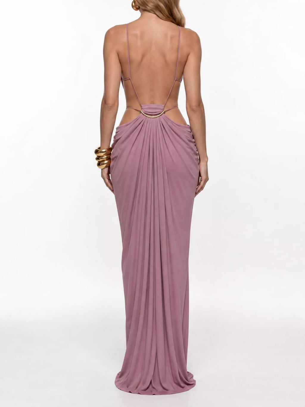 Backless Plunge Cut-Out Maxi Dress