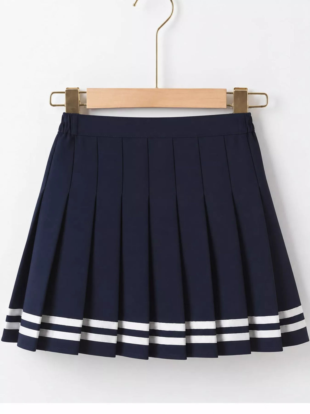 Pleated Striped Skirt