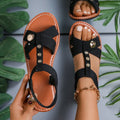 Studded Open Toe Flats Sandals