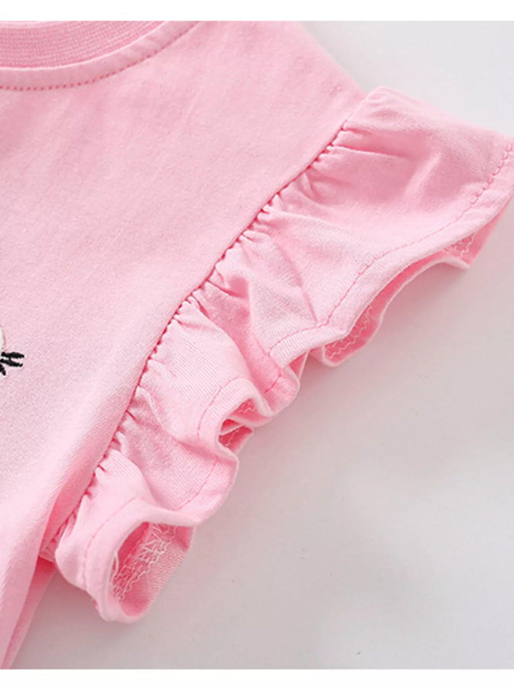 Children's Mouse Applique Ruffle Sleeve T-Shirt