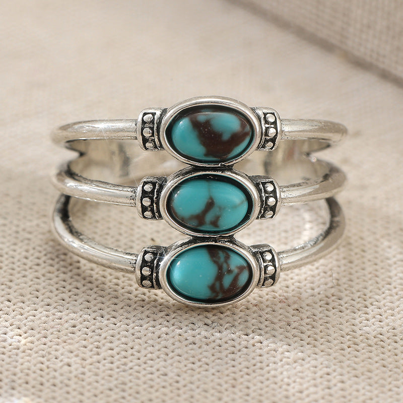 Retro Oval Silver Ring For Women
