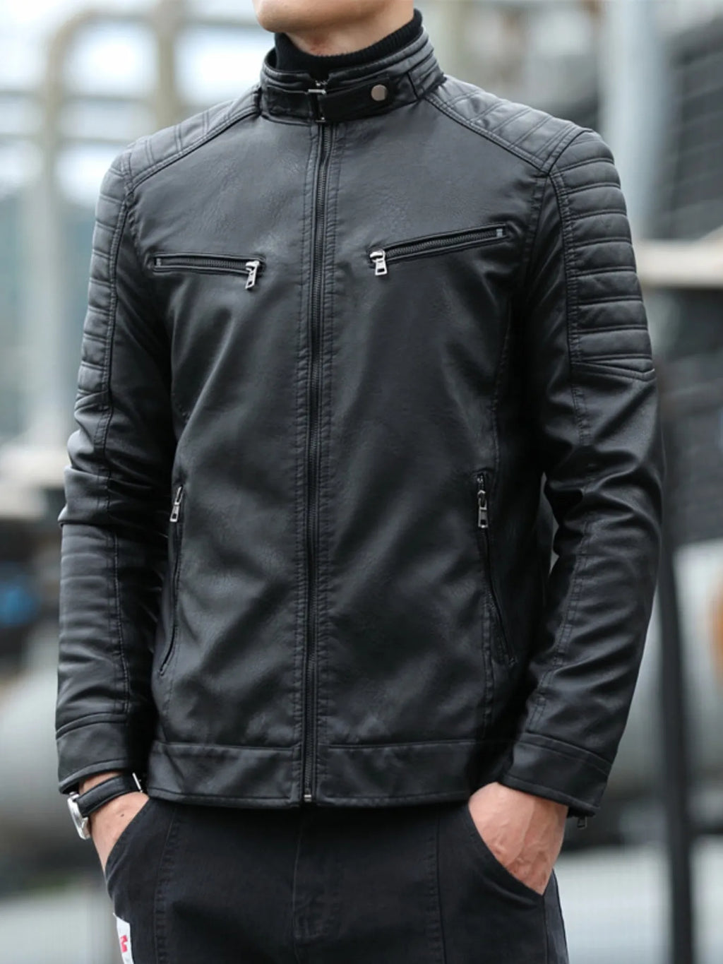 Men's Plus Size Zip Up Long Sleeve Jacket