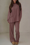 Striped Long Sleeve Top and Wide Leg Pants Set