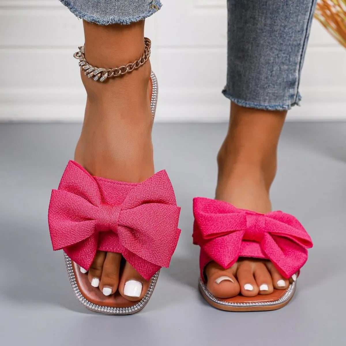 Bow Open Toe Flats Sandals