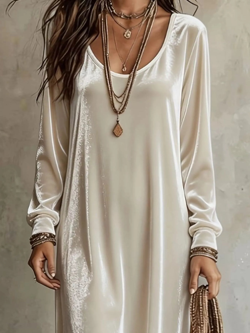 Velvet Maxi Dress with Flowy Hem