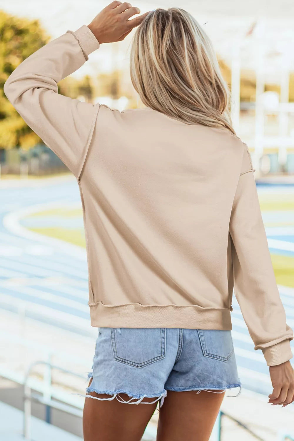 Thankful Sequin Mock Neck Sweatshirt