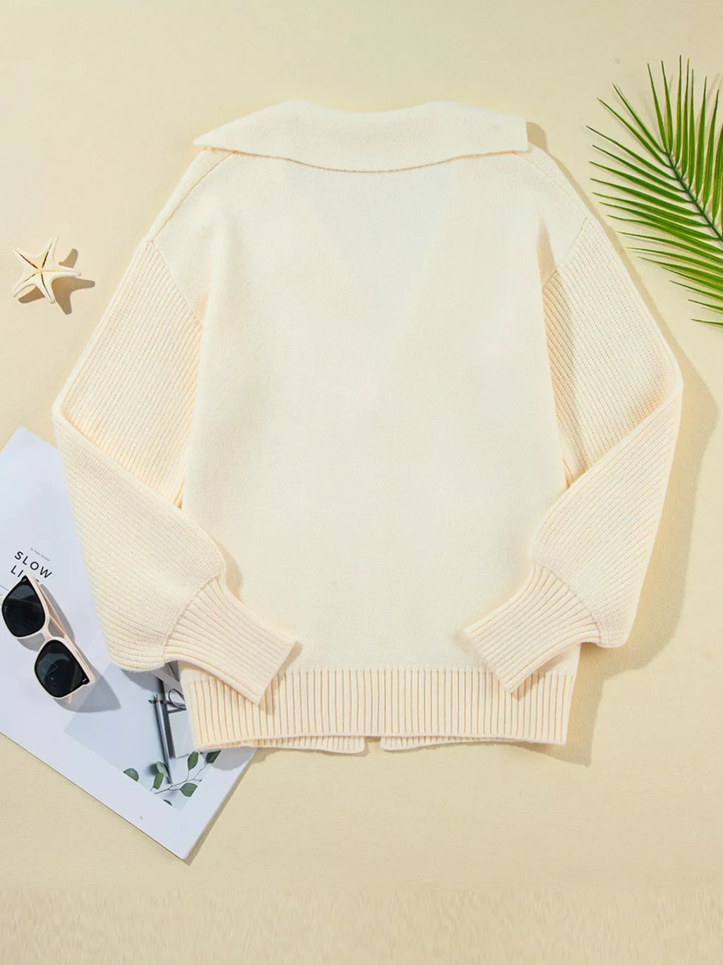 Solid Color Knit Lapel Collar Single Button Sweater Cardigan