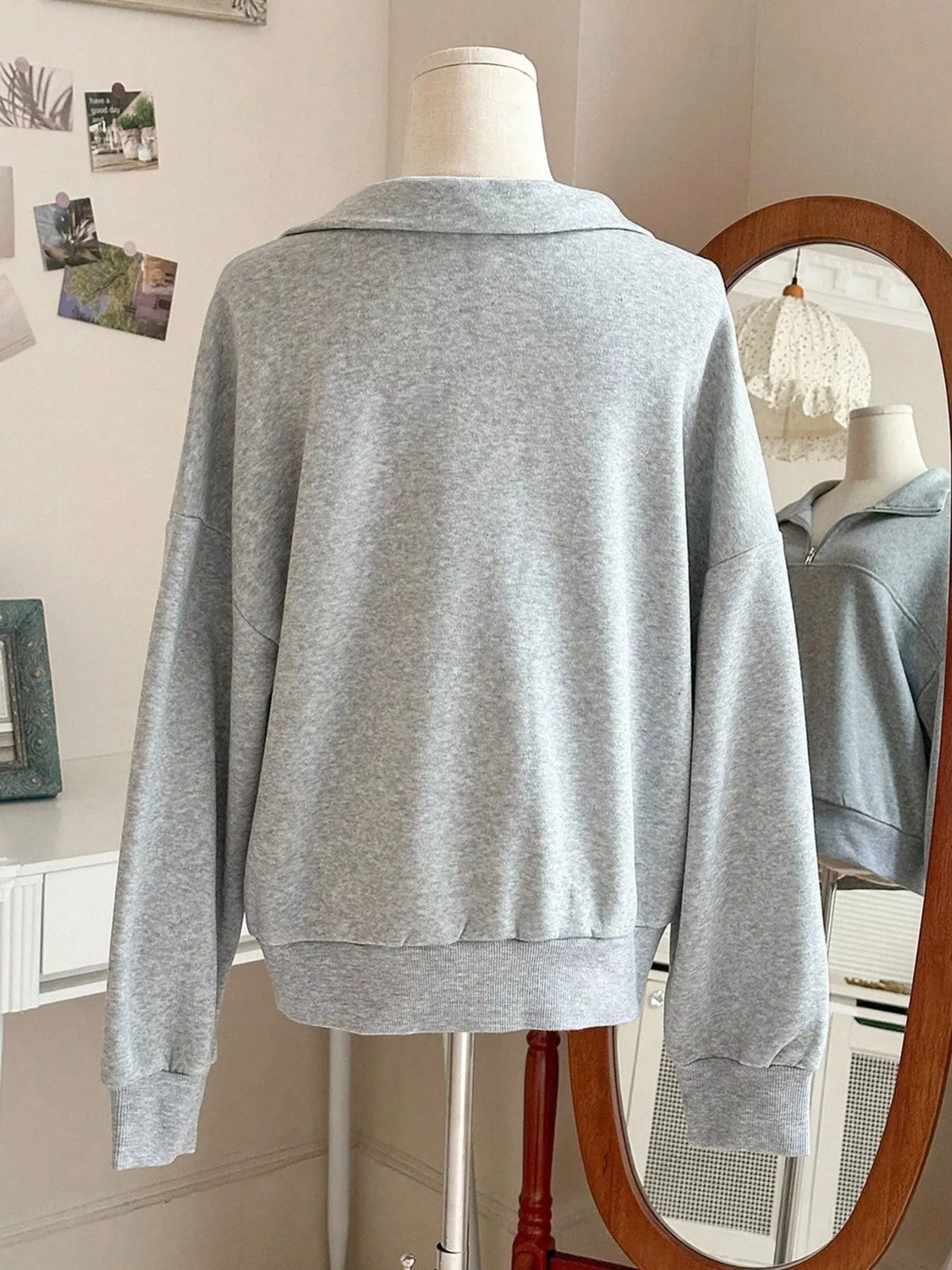 Quarter-Zip Dropped Shoulder Sweatshirt