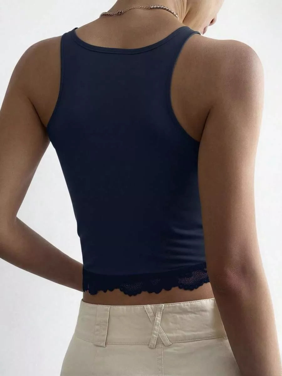 Lace Detail Wide Strap Tank
