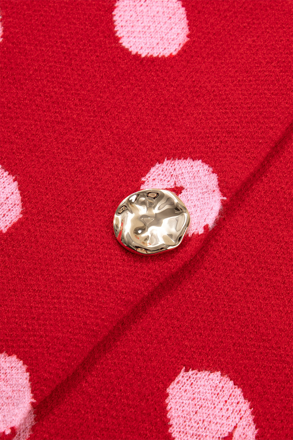 Red Polka Dot Sleeveless Knit Button Drop Shoulder Sweater Vest