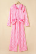 Stripe Bow Tie Top and Pants Pajama Set