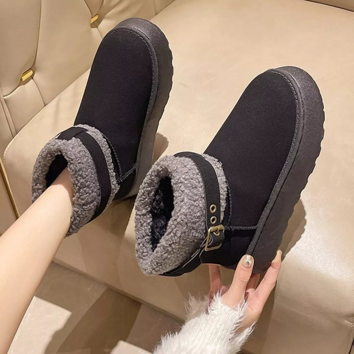 Cozy Plush-Lined Winter Ankle Boots