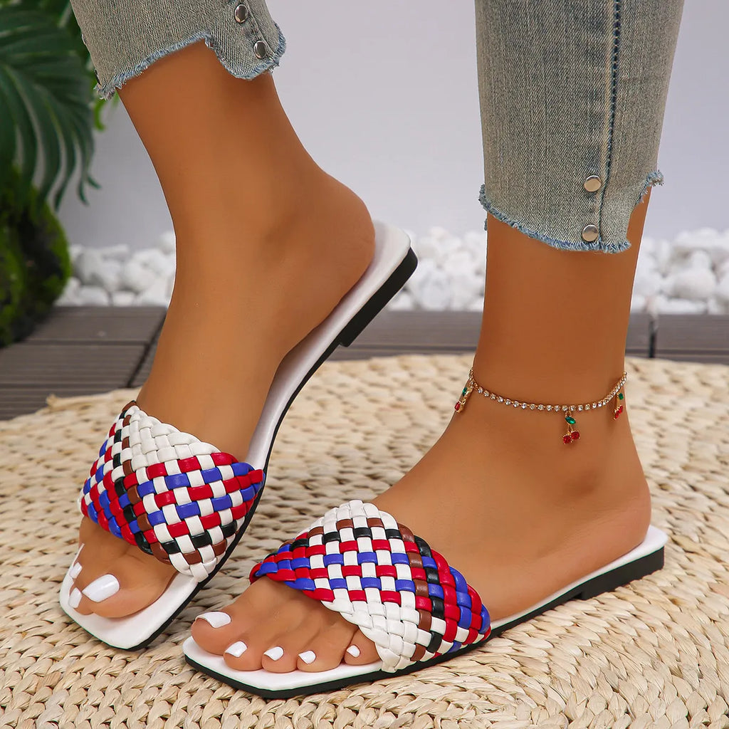 Colorful Open Toe Flats Sandals