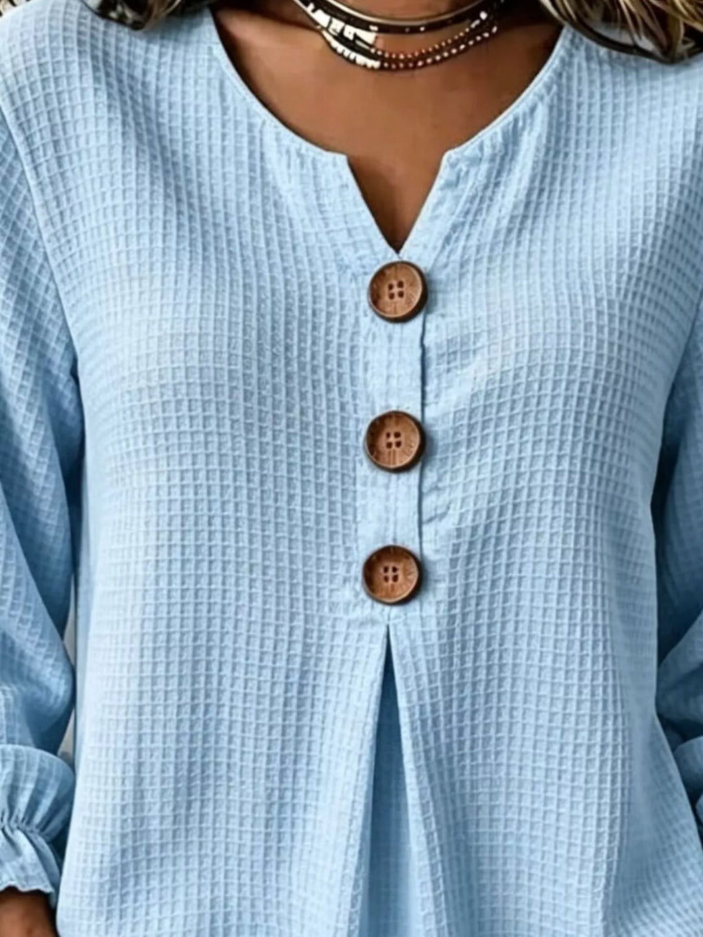 Waffle Knit Long Sleeve Top