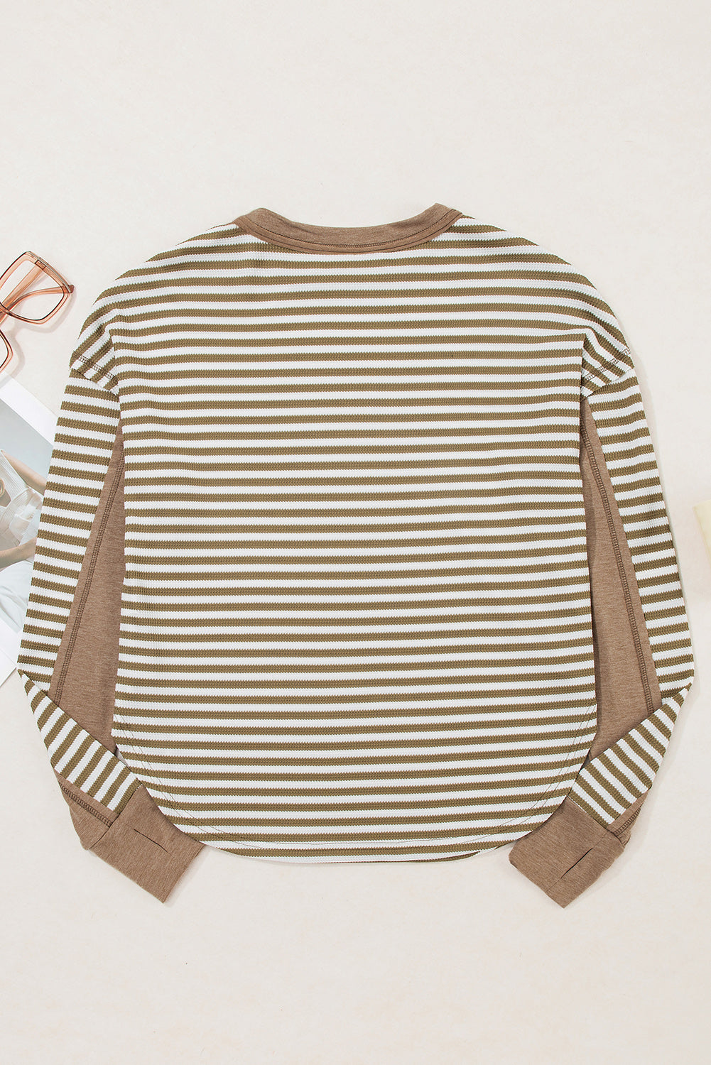 Stripe Thermal Knit Drop Shoulder Top