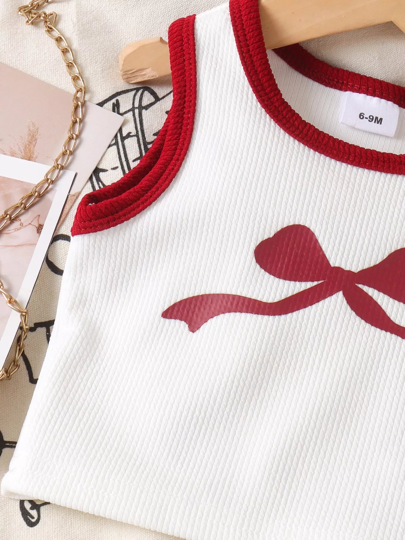 Children's Ribbed Bow Tank Top and Pants Set