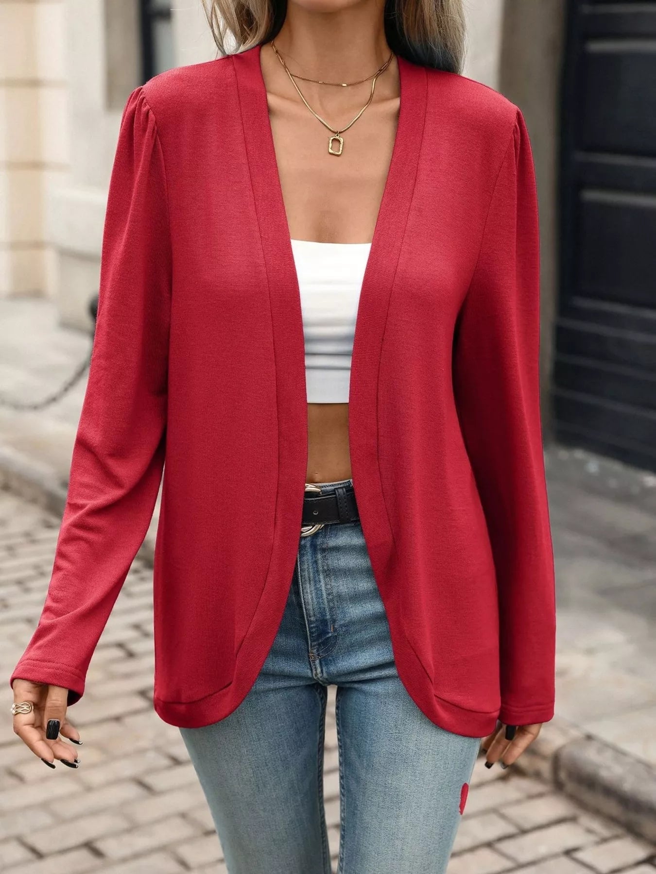 Open Front Long Sleeve Cardigan