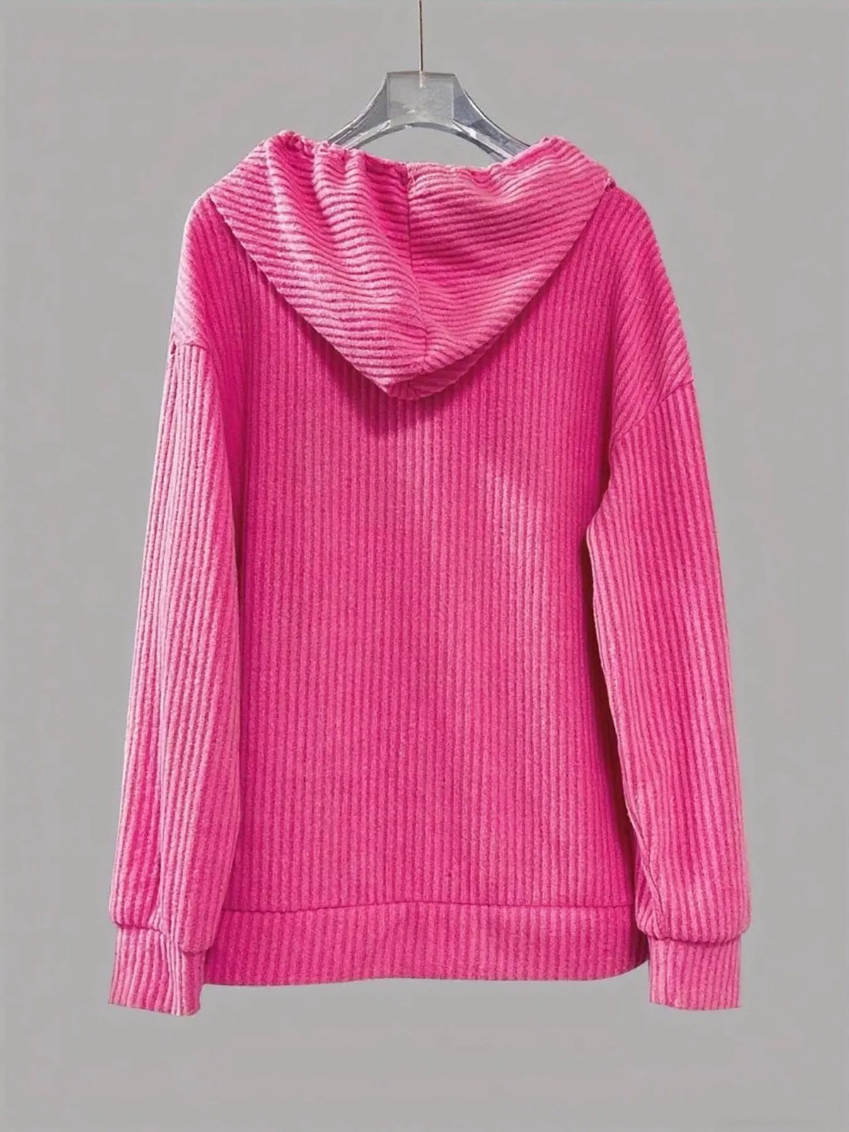 Button-Front Drawstring Hoodie