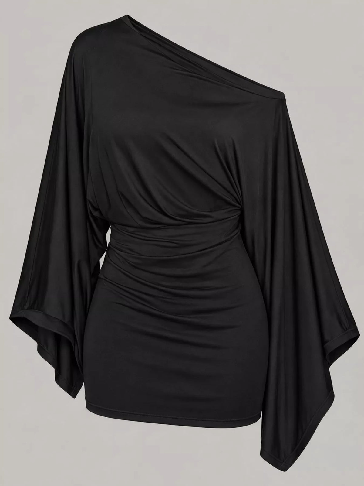 One-Shoulder Draped Bodycon Mini Dress