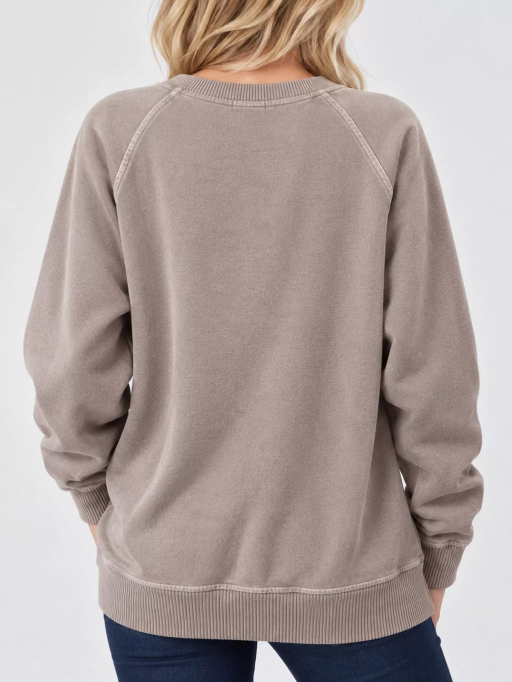 Crew Neck Raglan Sleeve Sweatshirt