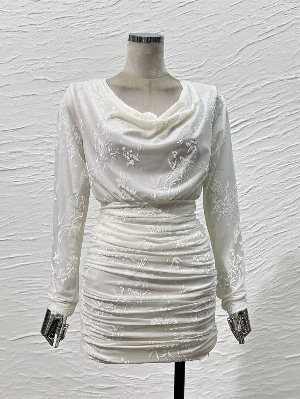 Ruched Long Sleeve Mini Dress