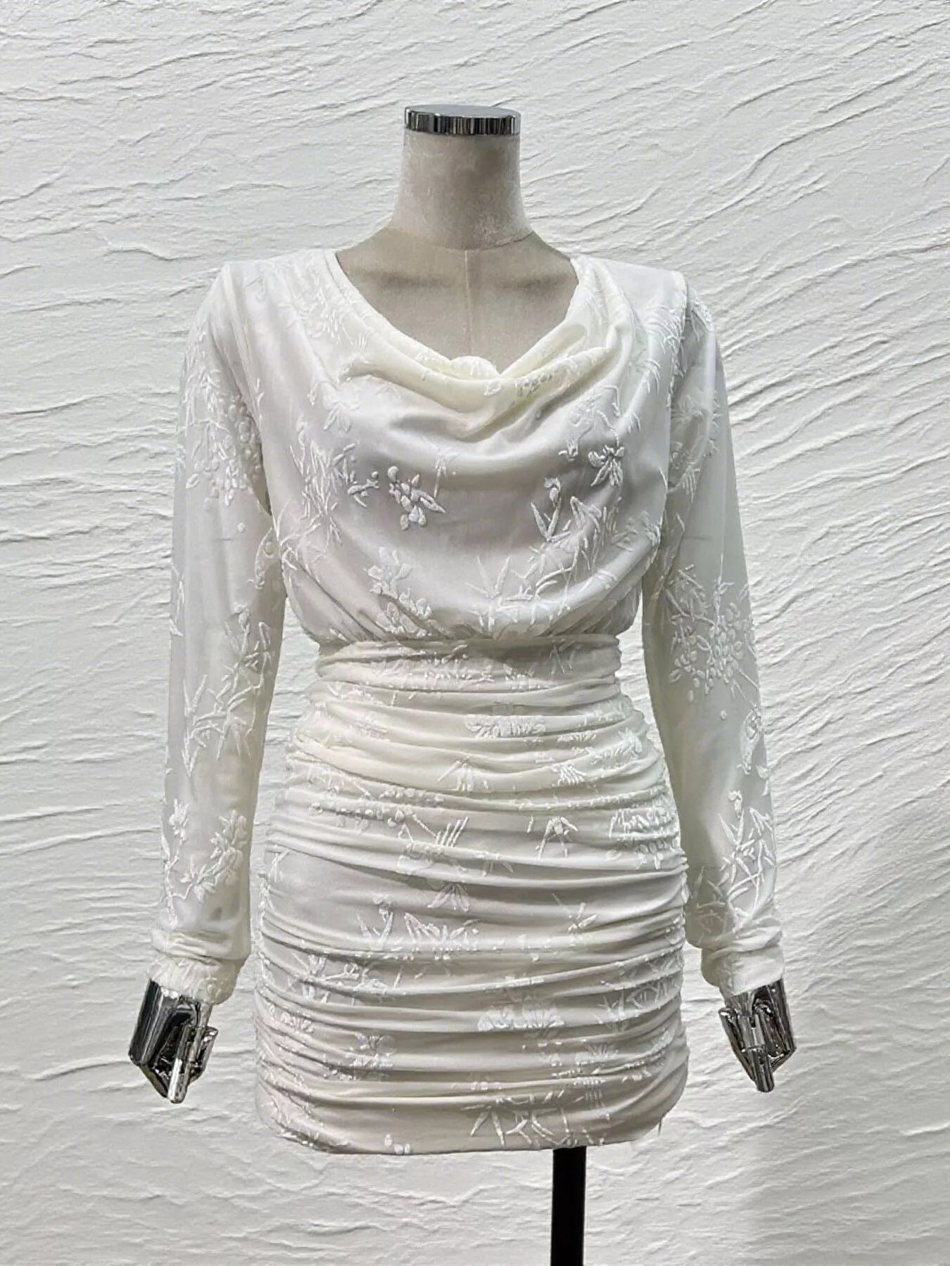 Ruched Long Sleeve Mini Dress