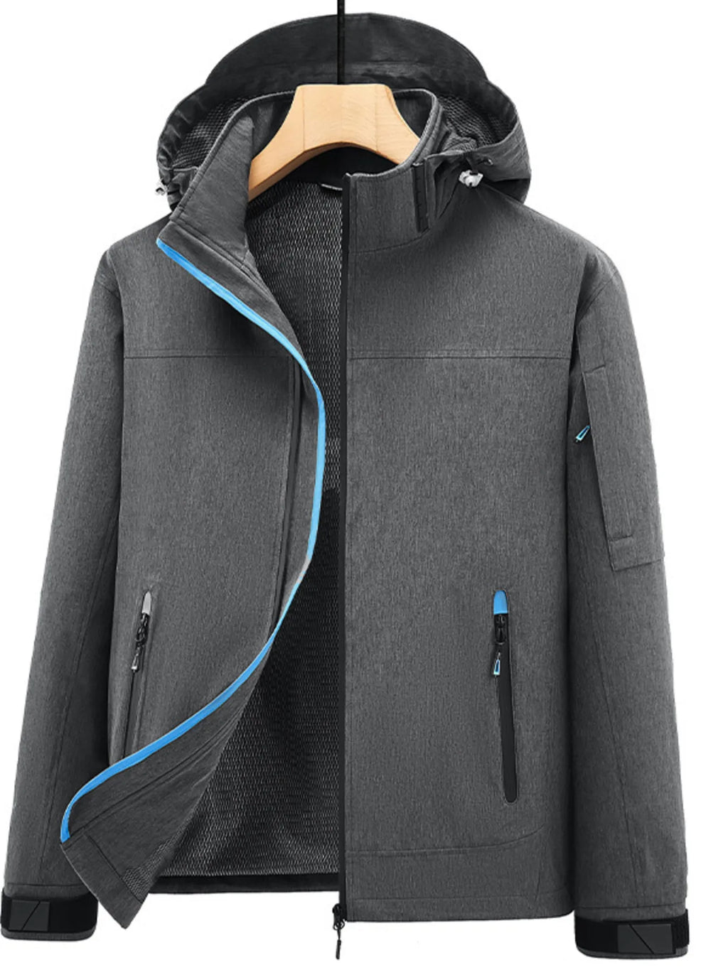 Men's Plus Size Outdoor Zip Up Hooded Jacket