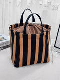 Striped Drawstring Handbag