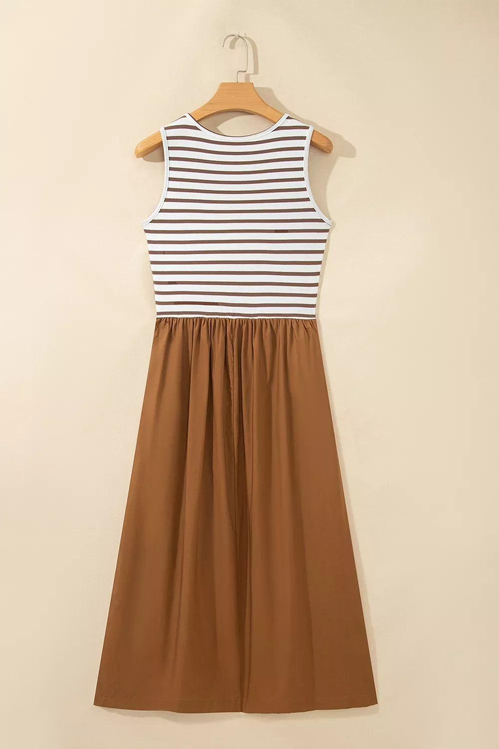 Striped Colorblock Patchwork Sleeveless Casual Long Dress