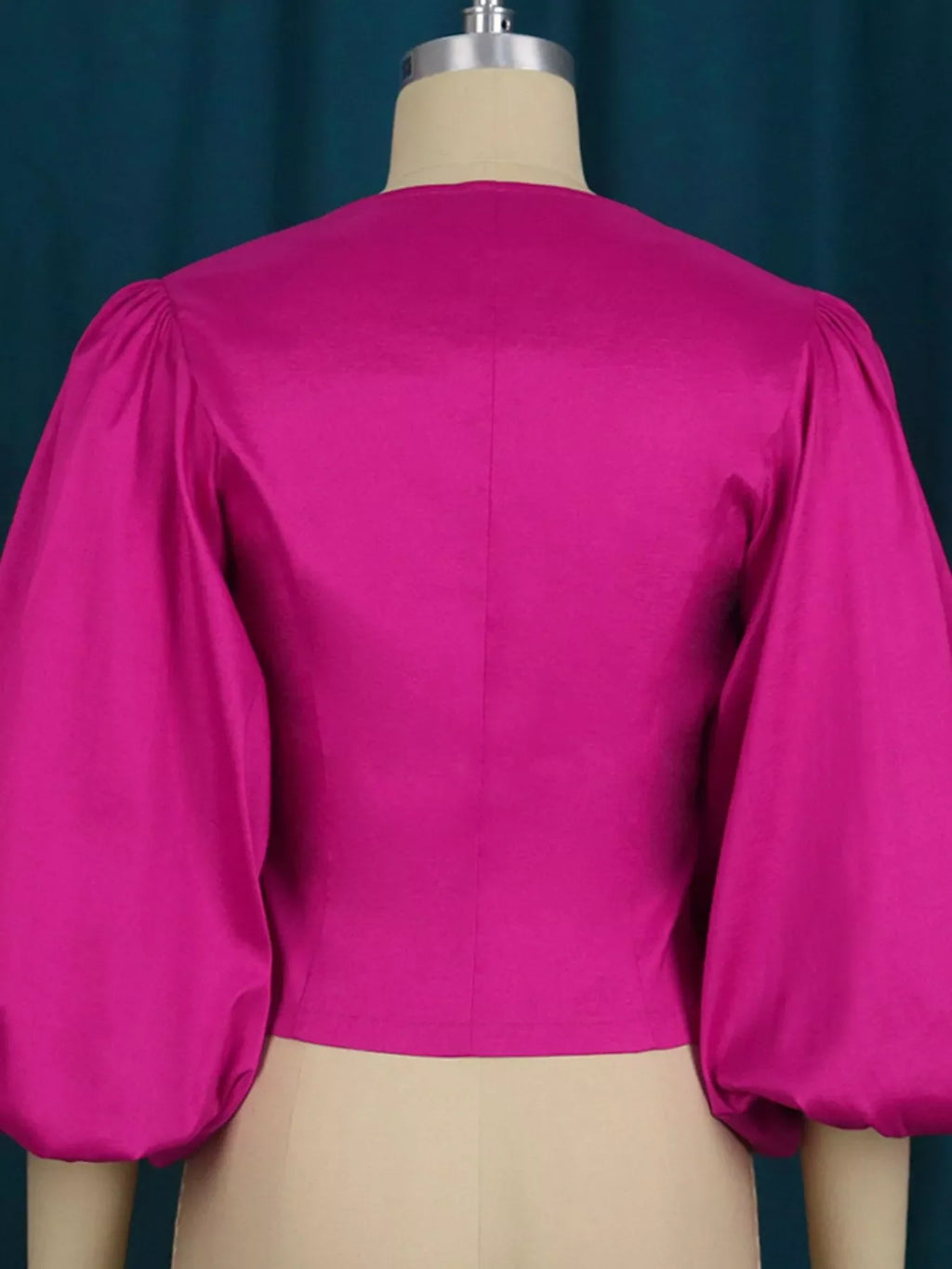 Full Size Double-Breasted Puff Sleeve Blouse Plus Size