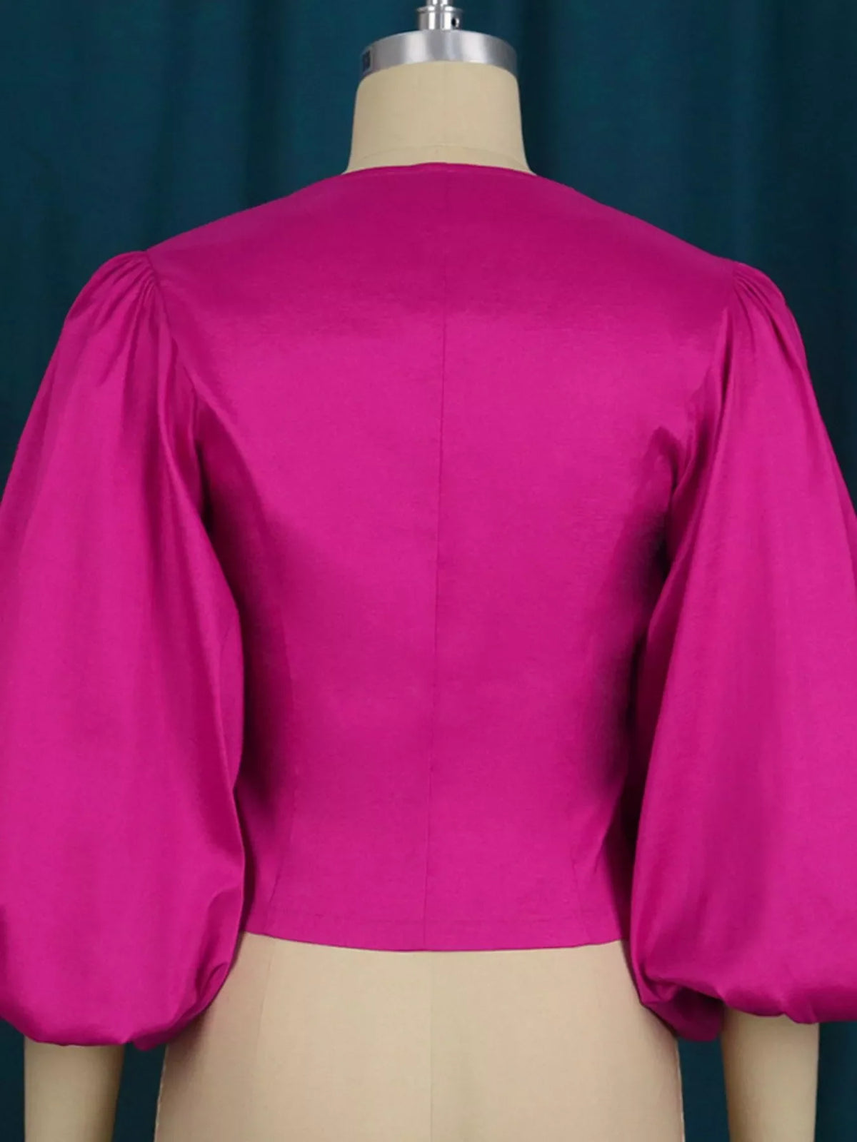 Full Size Double-Breasted Puff Sleeve Blouse Plus Size