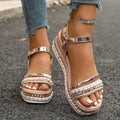 Rhinestone Embellished Platform Sandals