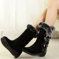 Fur Trim Round Toe Boots