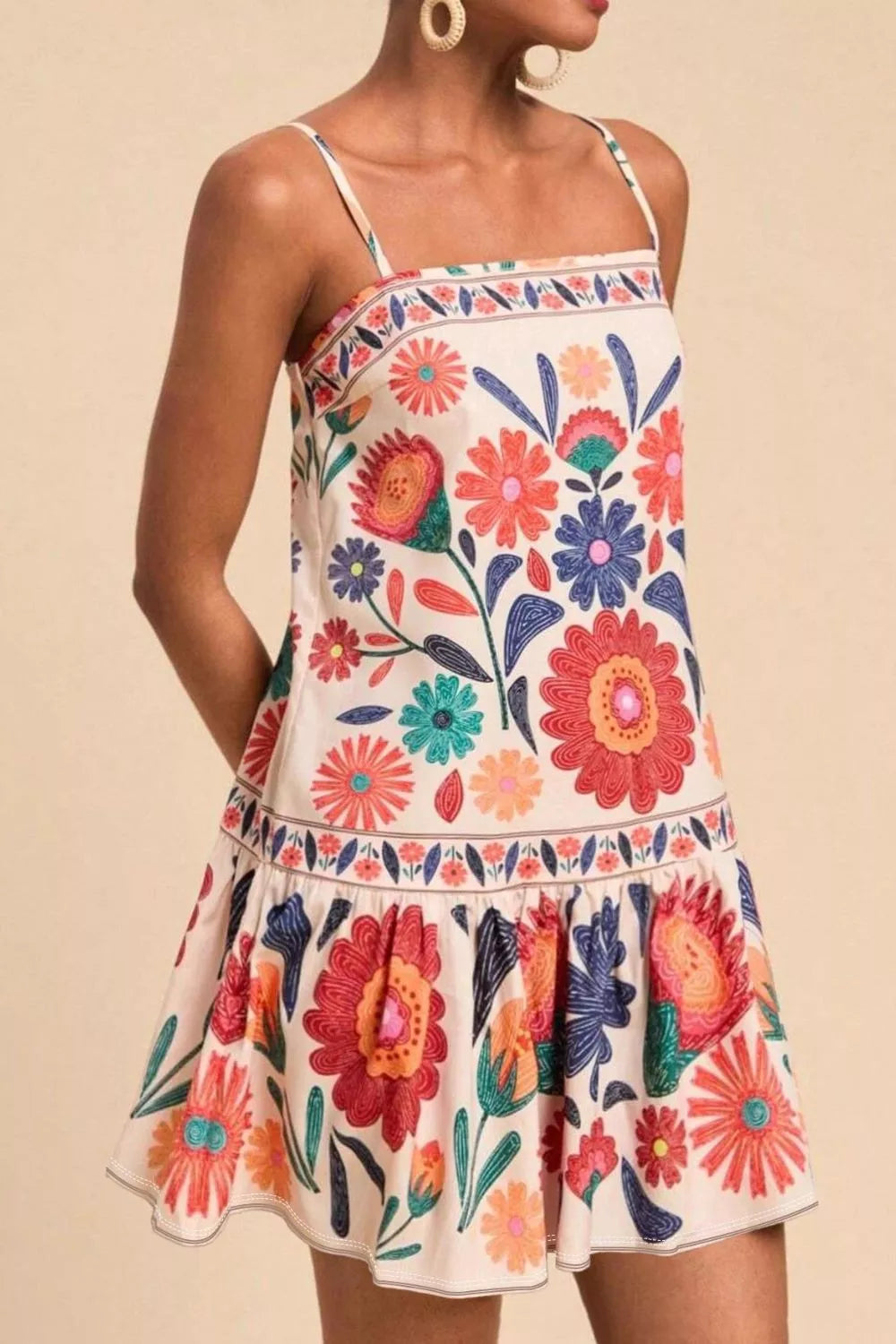 Floral Print Sleeveless Mini Dress